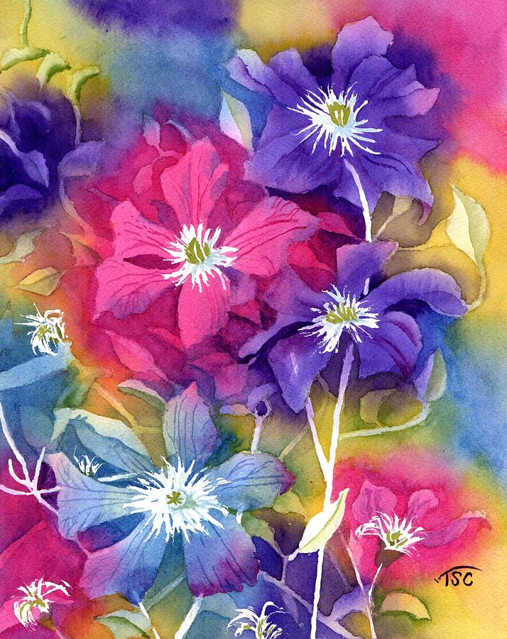 Clematis in Color Painting by Tammy Crawford