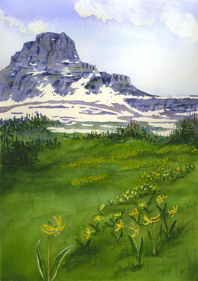 Clements Mountain - Glacier National Park Painting by Marsha Karle