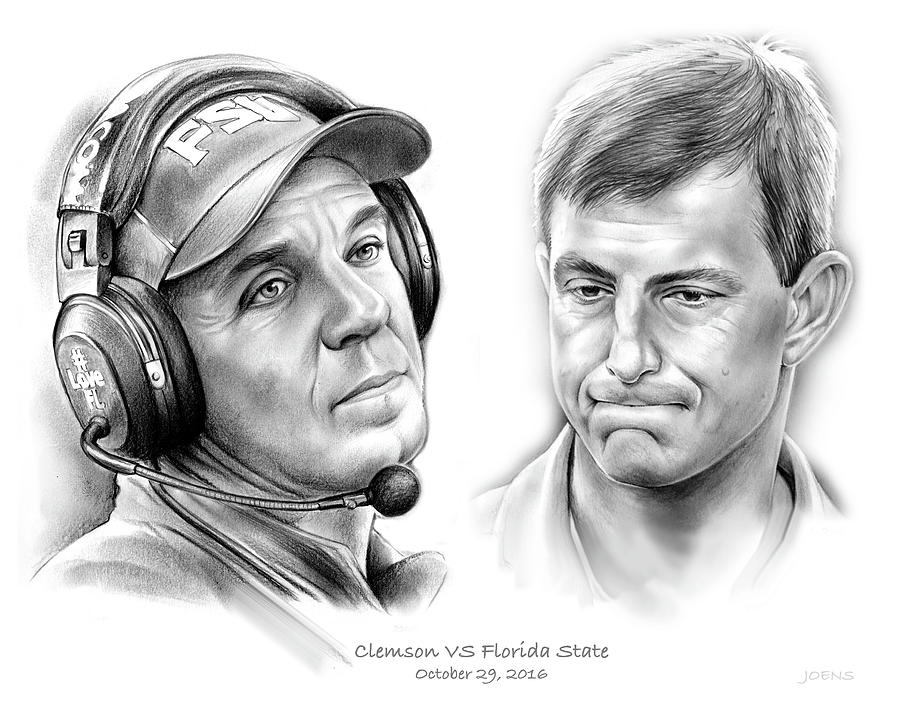 Clemson VS Florida State Drawing by Greg Joens