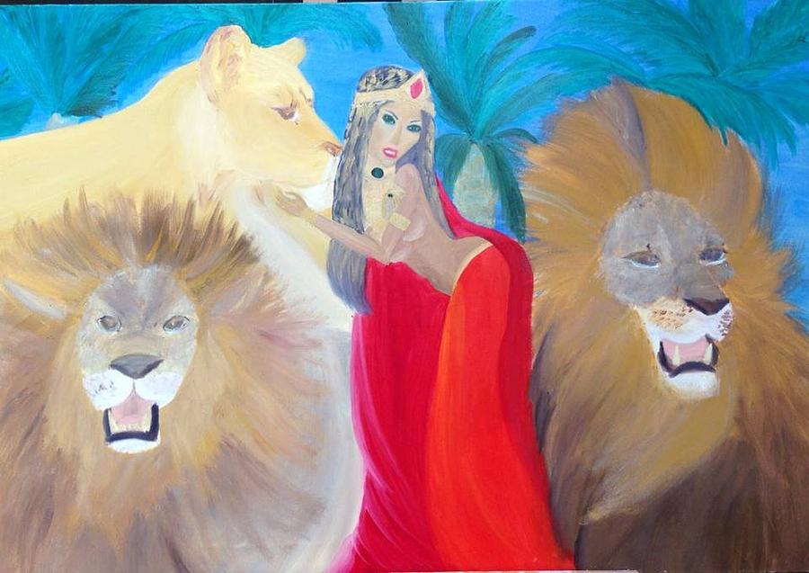 Cleopatra And Lions Painting by Diana Avgusta