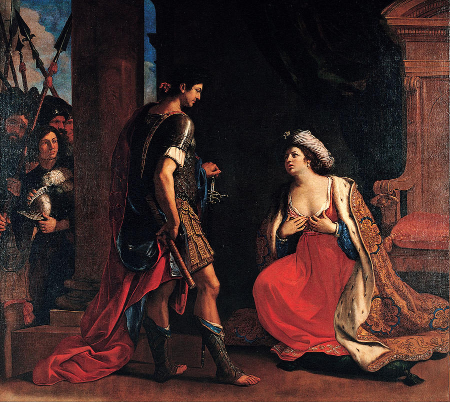 Cleopatra and Octavian Painting by Guercino