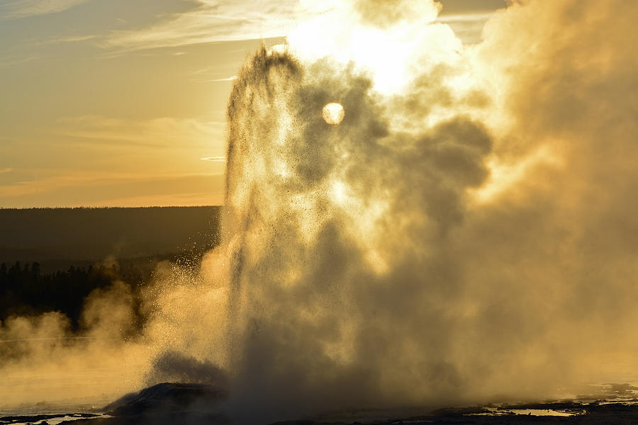 Clepsydra Geyser at Sunset Photograph by Bruce Gourley