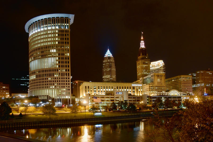 Cleveland At Night Photograph By Neil Doren