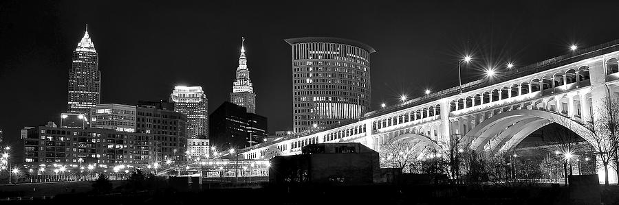 Cleveland Black And White Panoramic Photograph