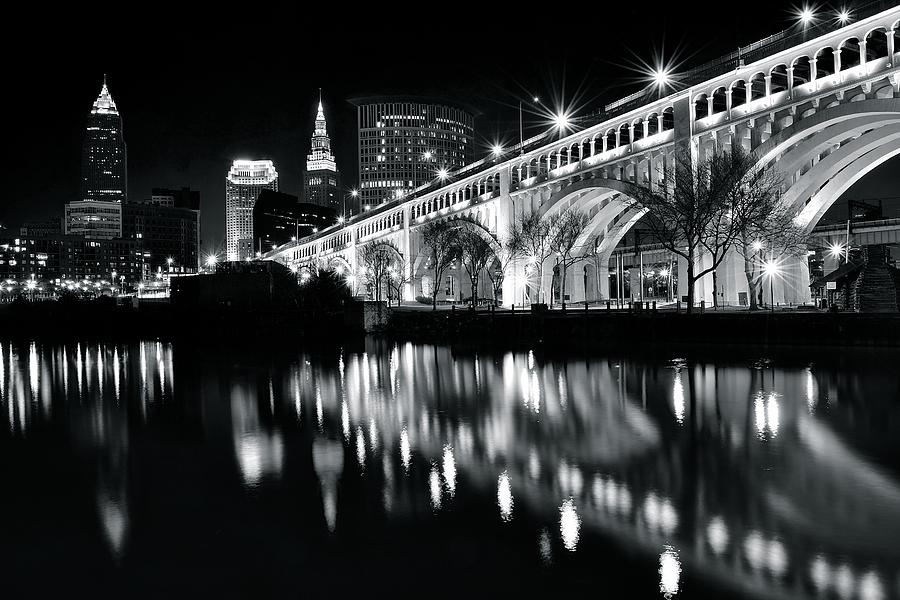 Cleveland Black and White Reflection Photograph by Frozen in Time Fine Art Photography