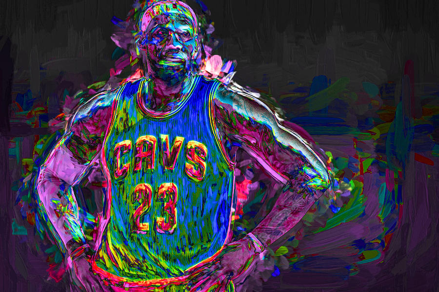 Cleveland Cavaliers King LeBron James Painted MIX 2 Photograph by David Haskett II