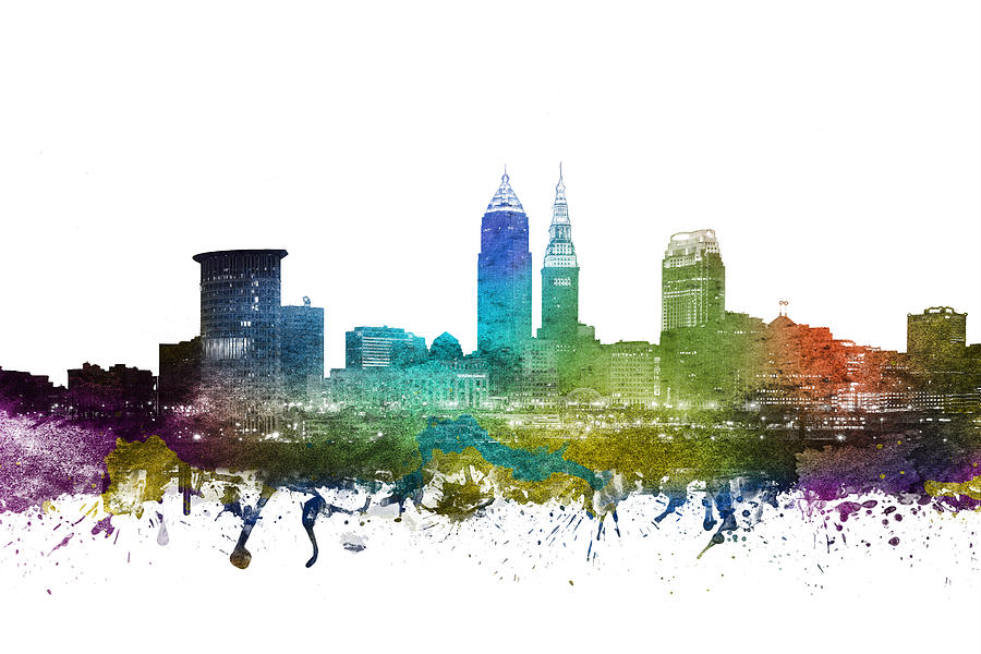 Cleveland Digital Art - Cleveland Cityscape 01 by Aged Pixel