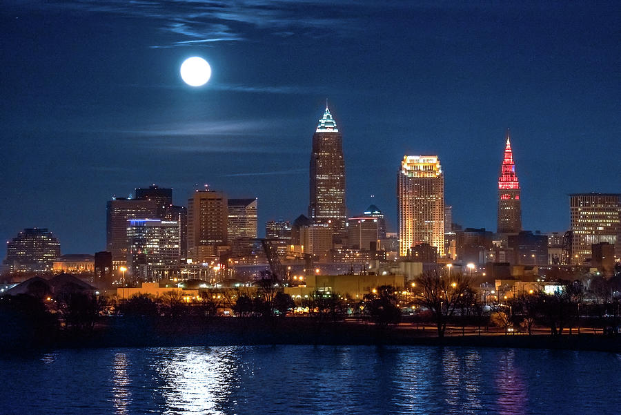 Cleveland Full Moon  Photograph by Rosette Doyle
