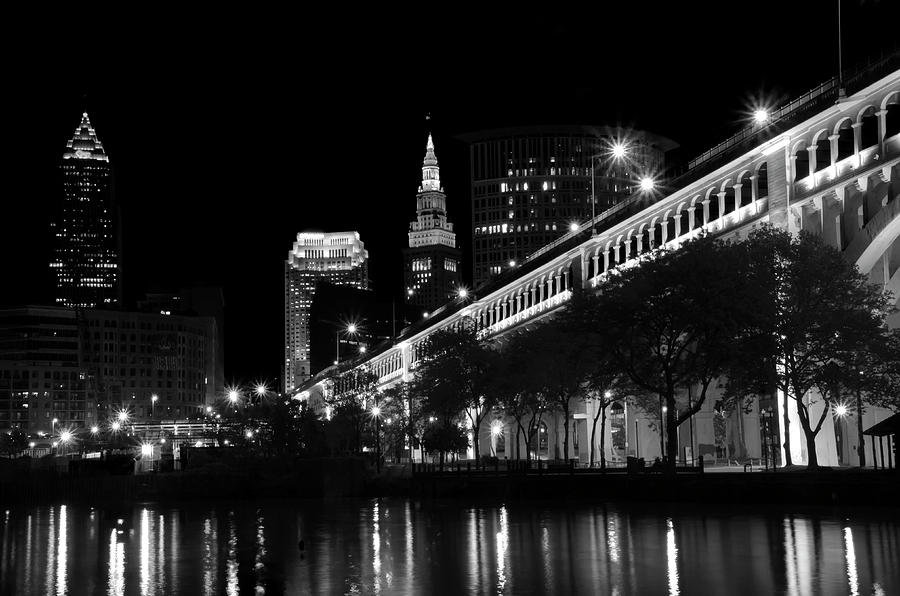 Cleveland In Black and White Photograph by Ann Bridges