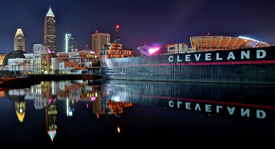 Cleveland Lakefront Pano Reflection Photograph by Frozen in Time Fine Art Photography