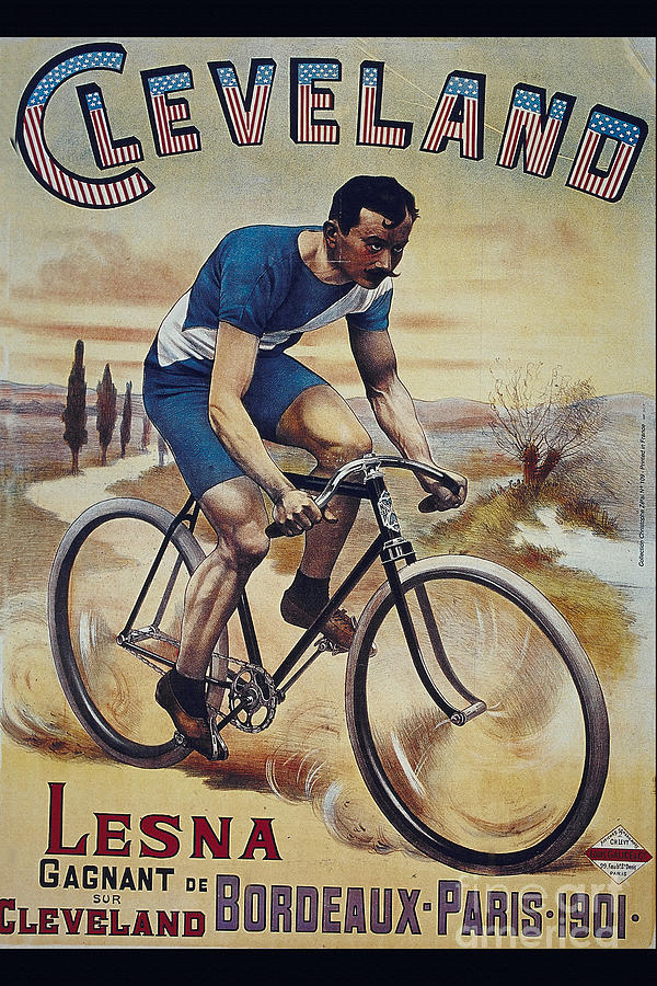 Cleveland Lesna Cleveland Gagnant Bordeaux Paris 1901 Vintage cycle poster Painting by Vintage Collectables