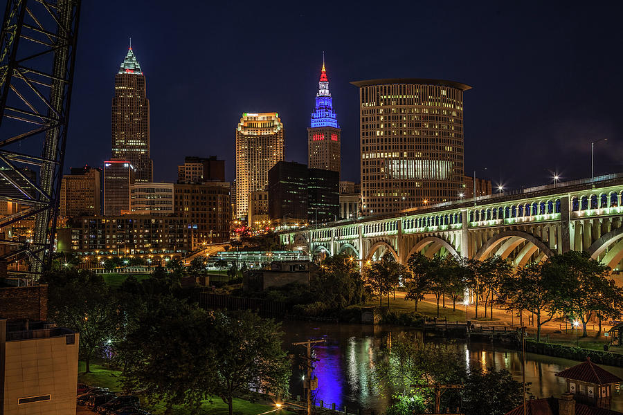 Cleveland Nightscape Photograph by Lon Dittrick