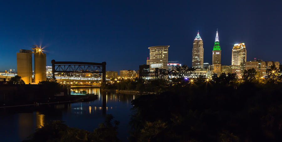 Cleveland Nightscpae Panoramic Photograph by Dale Kincaid