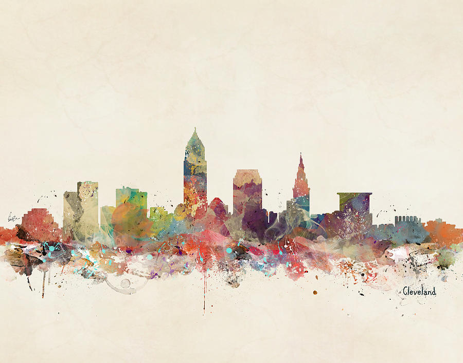 Cleveland Painting - Cleveland Ohio City Skyline by Bri Buckley