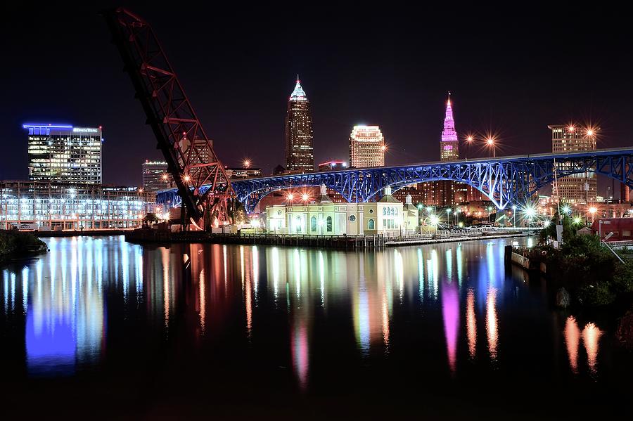 Cleveland Ohio Lights up with Color Photograph by Frozen in Time Fine Art Photography