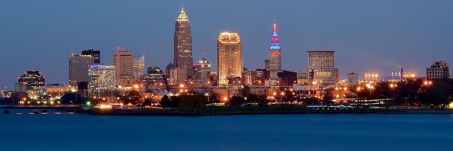 Cleveland Ohio Over Lake Erie Photograph