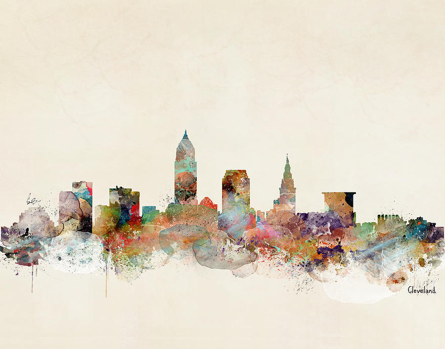 Cleveland Ohio Skyline Painting by Bri Buckley