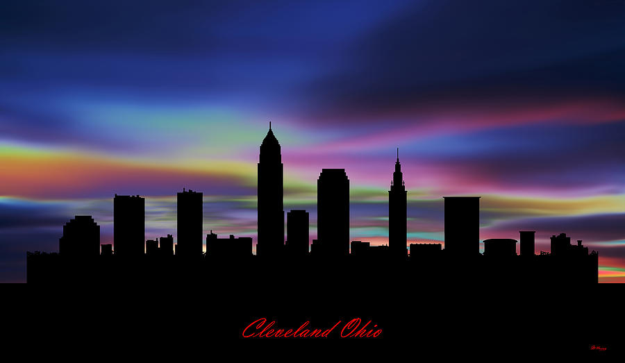 Cleveland Ohio Skyline Sunset Digital Art by Gregory Murray - Pixels