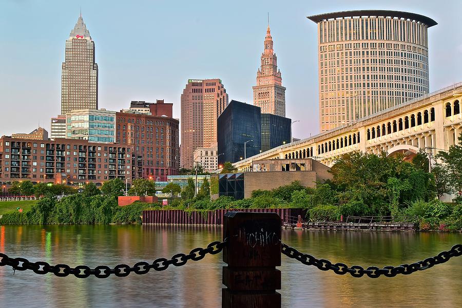 Cleveland Photograph - Cleveland Over the Cuyahoga River by Frozen in Time Fine Art Photography