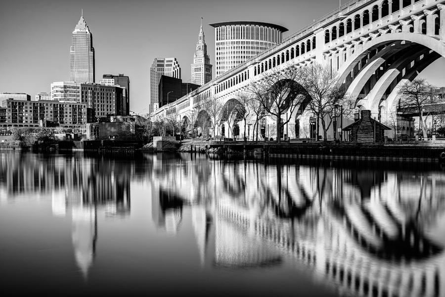 Cleveland Reflections on the Cuyahoga River Photograph by Matt Hammerstein