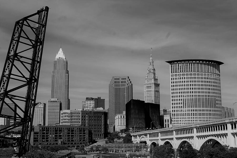 Cleveland River View Bw Photograph