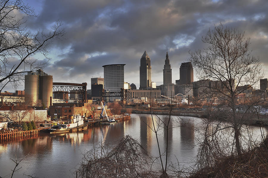 Cleveland Skyline from the River - Morning Light Photograph by At Lands End Photography