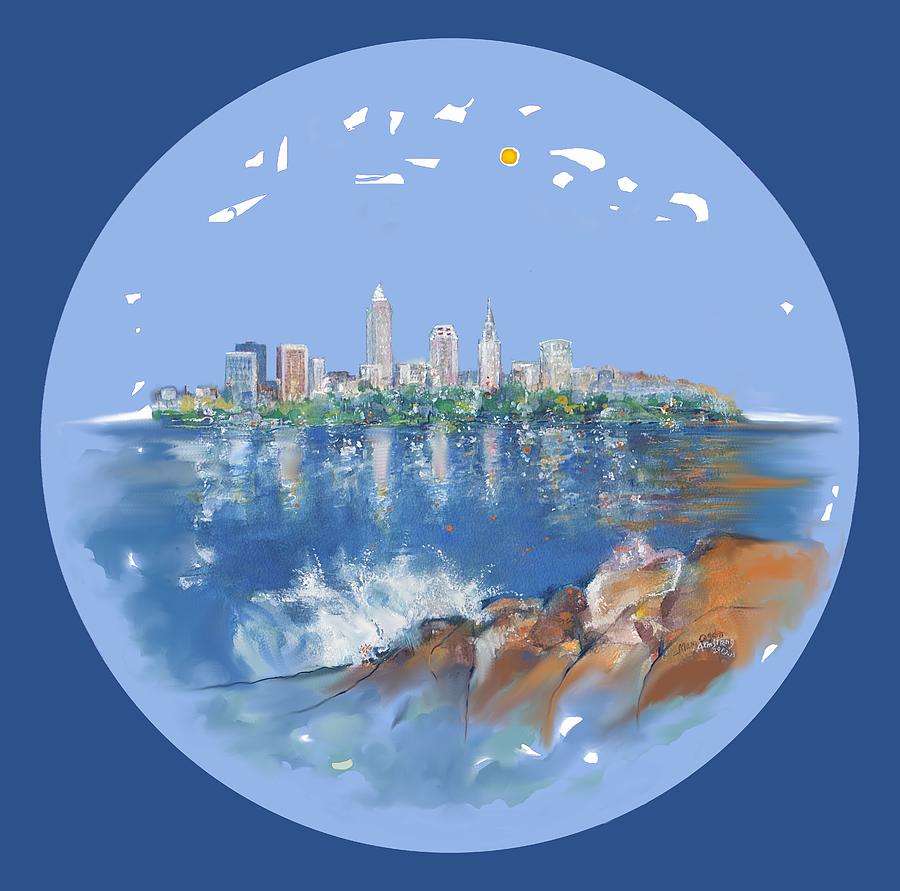 Cleveland skyline plate Digital Art by Mary Armstrong