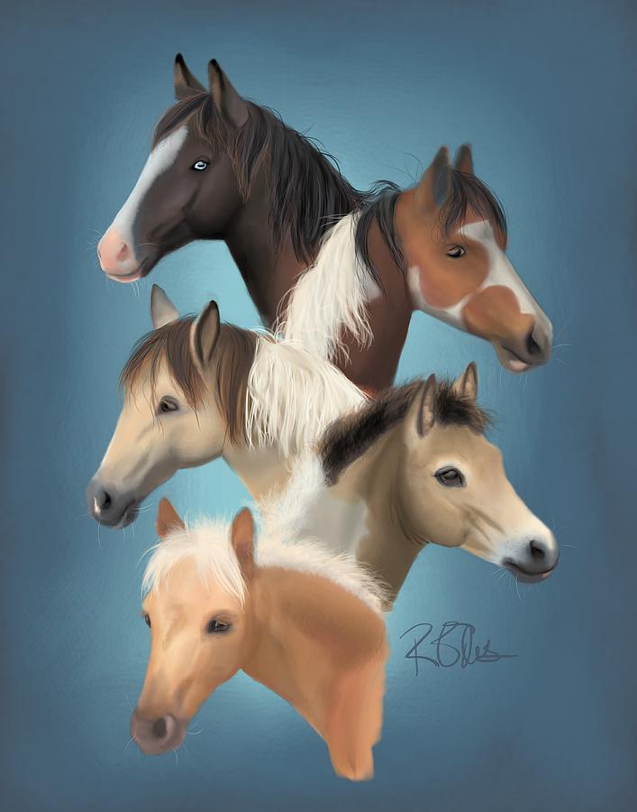 Chincoteague Digital Art - CLG Buyback Herd by Rachael Ellis