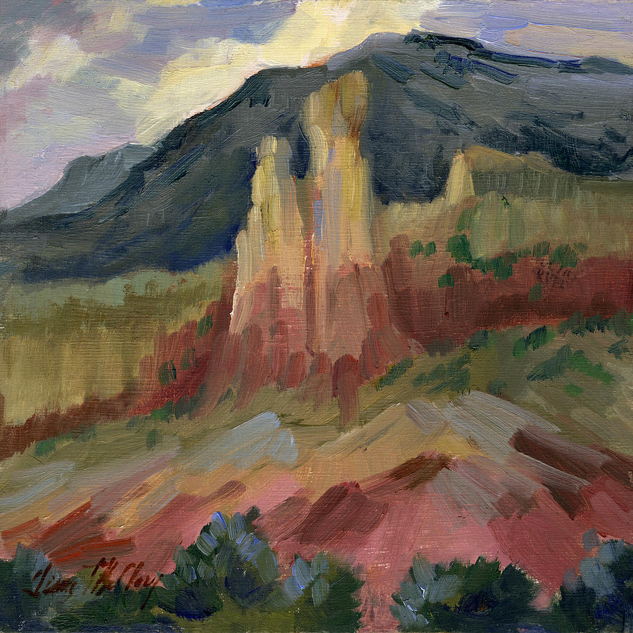 Desert Painting - Cliff Chimneys at Georgia OKeeffes Ghost Ranch by Diane McClary