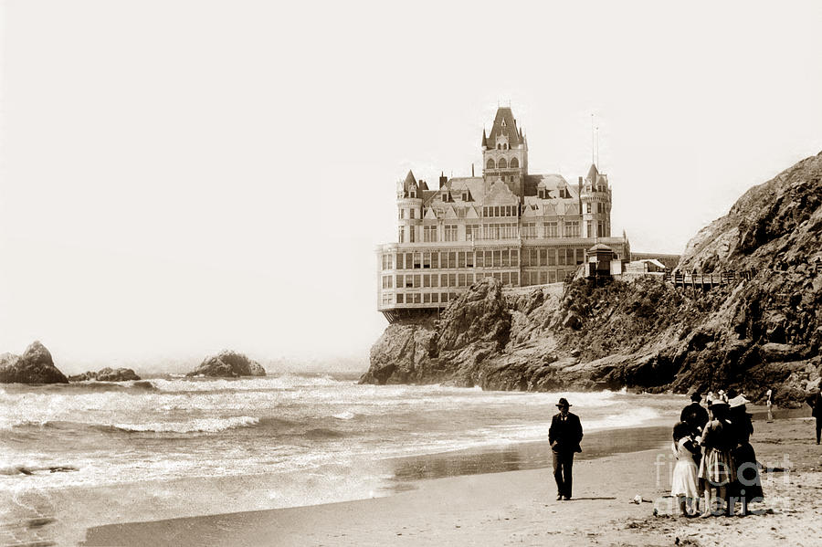 San Francisco Photograph - Cliff House from Ocean Beach, San Francisco, California 1905 by Monterey County Historical Society