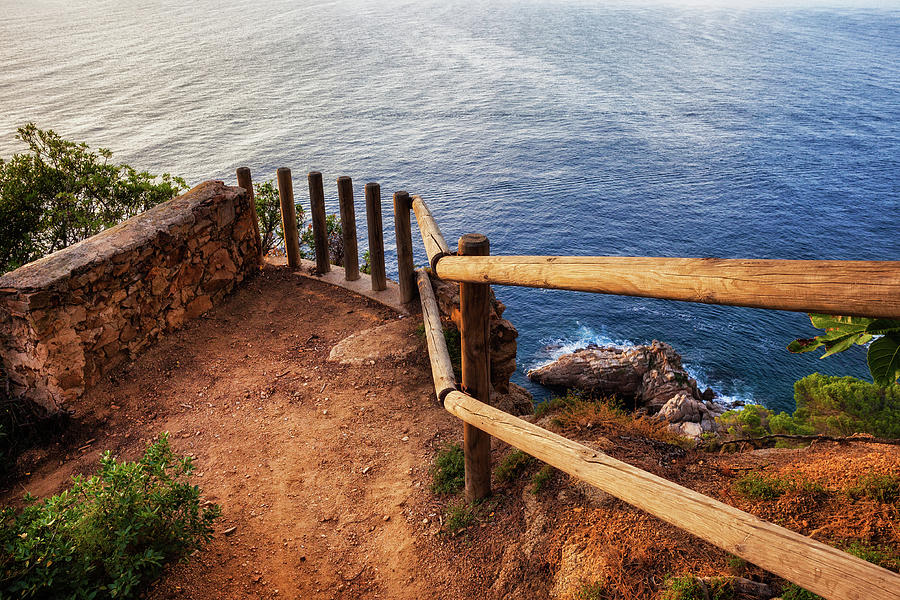 Cliff Top Tiny Viewpoint Terrace Overlooking The Sea Photograph by Artur Bogacki