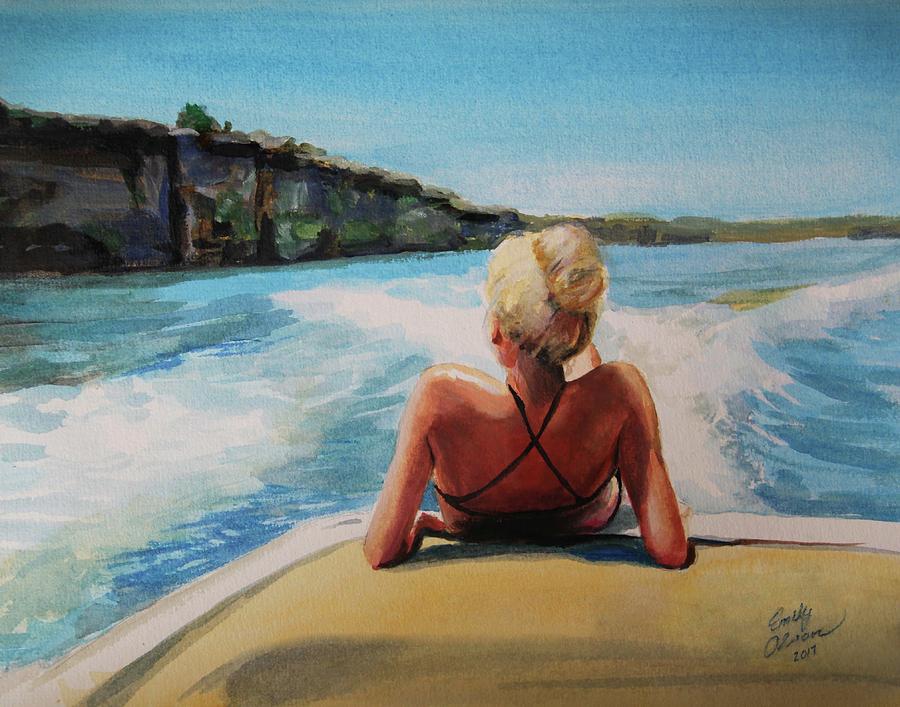 Summer Painting - Cliffs Beyond the Wake by Emily Olson