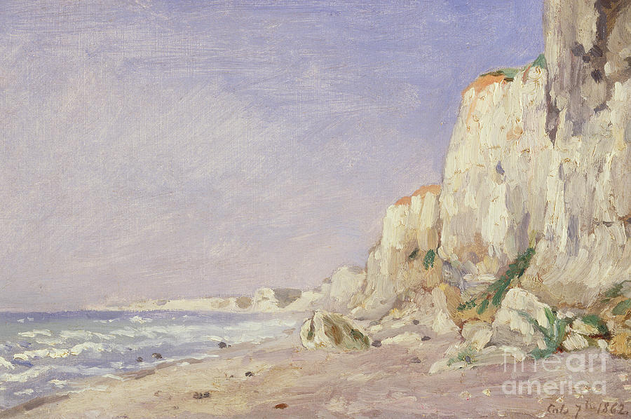 Beach Painting - Cliffs near Dieppe by Adolphe-Felix Cals