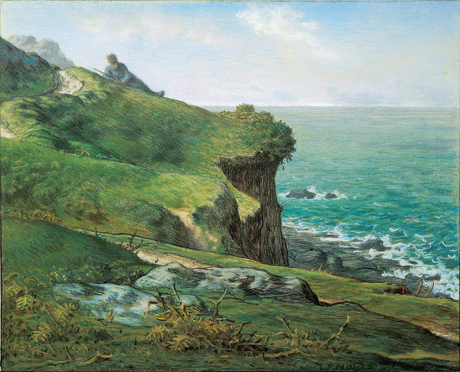 Cliffs of Greville Drawing by Jean Francois Millet