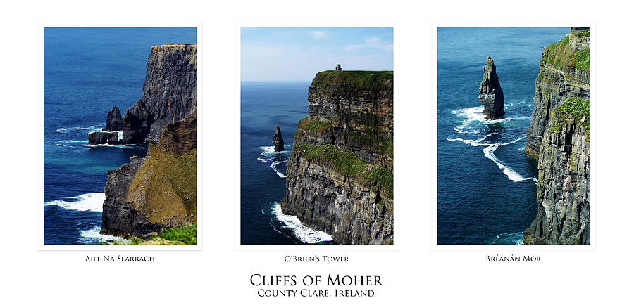 Landscape Photograph - Cliffs of Moher Ireland Triptych by Teresa Mucha