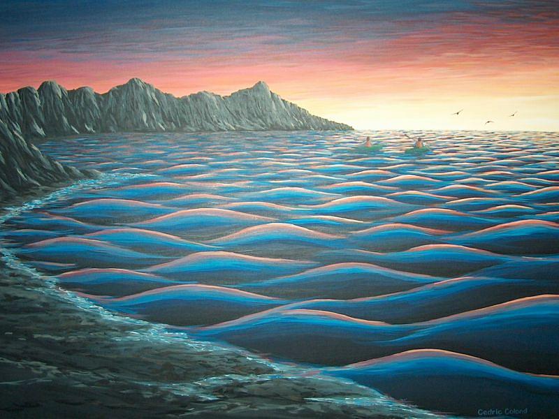 Seascape Painting - Cliffside by Cedric Colond Seascape Painting - Cliffside by Cedric Colond