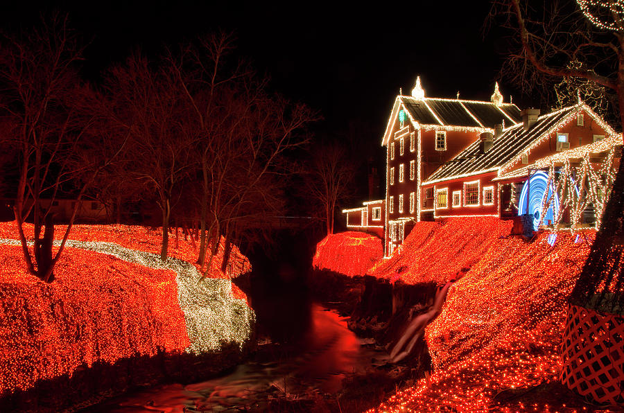 Clifton Mill Holiday Light Display, Ohio Photograph by Ina Kratzsch