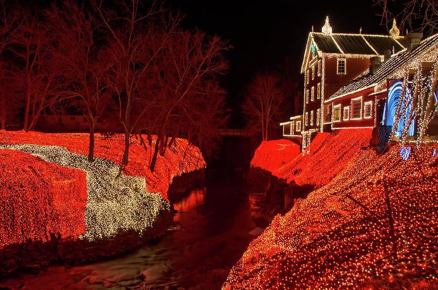 Holiday Photograph - Clifton Mill - Holiday Lights near Yellow Springs, Ohio by Ina Kratzsch