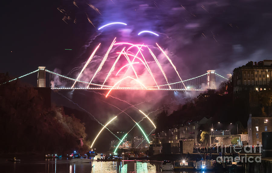 Clifton Suspension Bridge fireworks Photograph by Colin Rayner