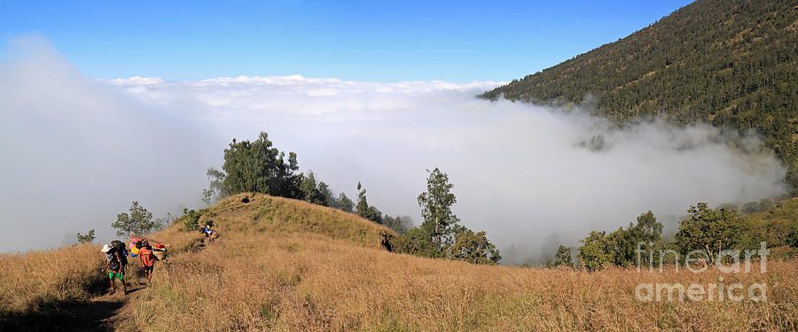 Climbing Rinjani panorama Photograph by Warren Photographic