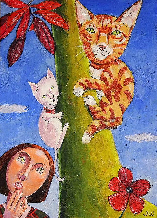Climbing the tree Painting by June Walker