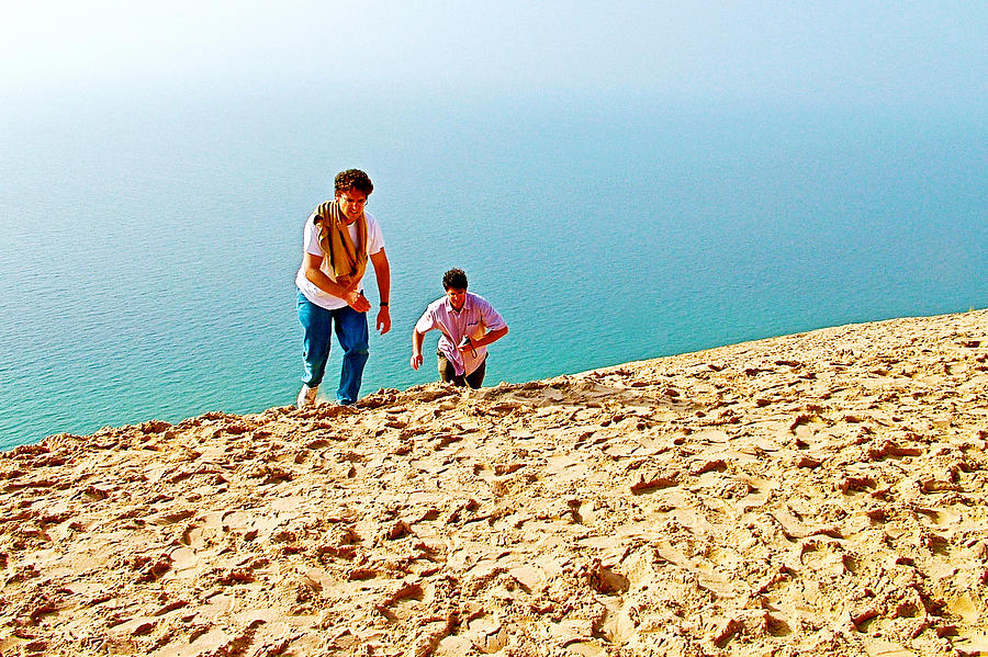 Climbing up the Dune from Lake Michigan in Sleeping Bear Dunes National Lakeshore-Michigan Photograph by Ruth Hager