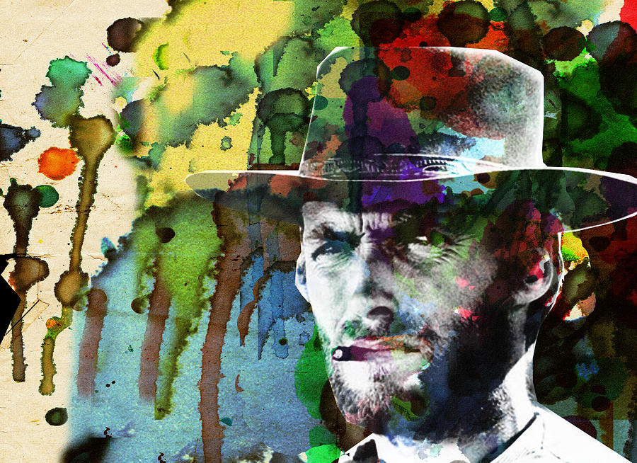 Clint Cowboy Art Abstract Painting by Robert R Splashy Art Abstract Paintings