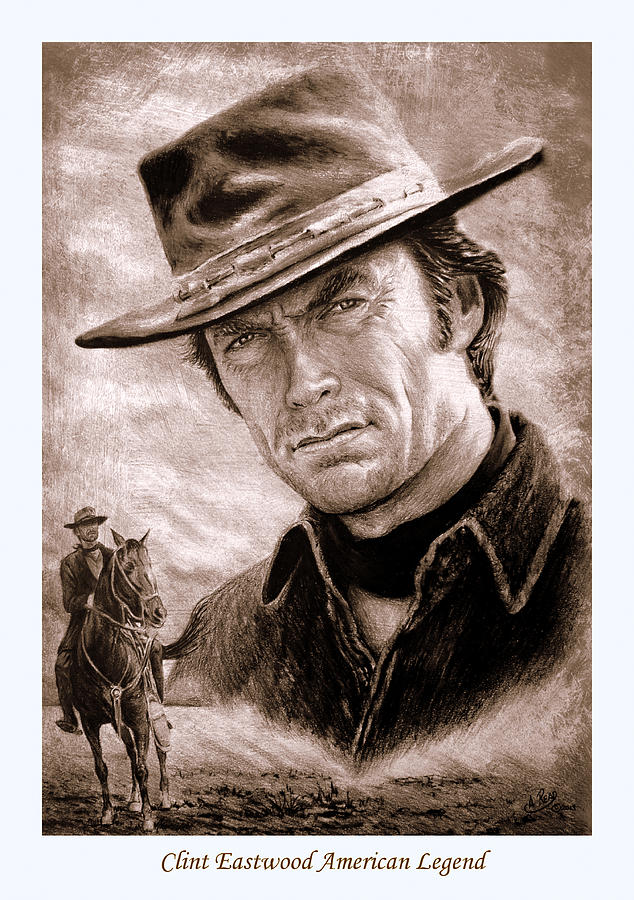 Clint Eastwood American Legend sepia Painting by Andrew Read
