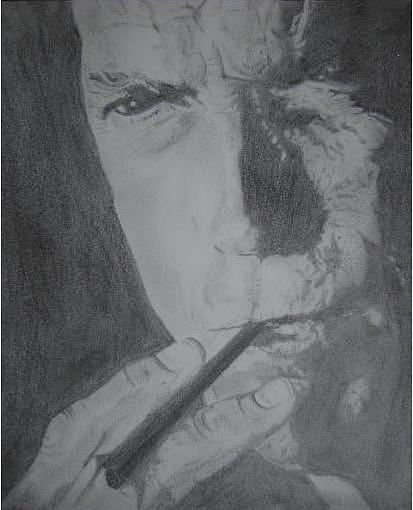 Clint Eastwood Drawing by Chris Lambert