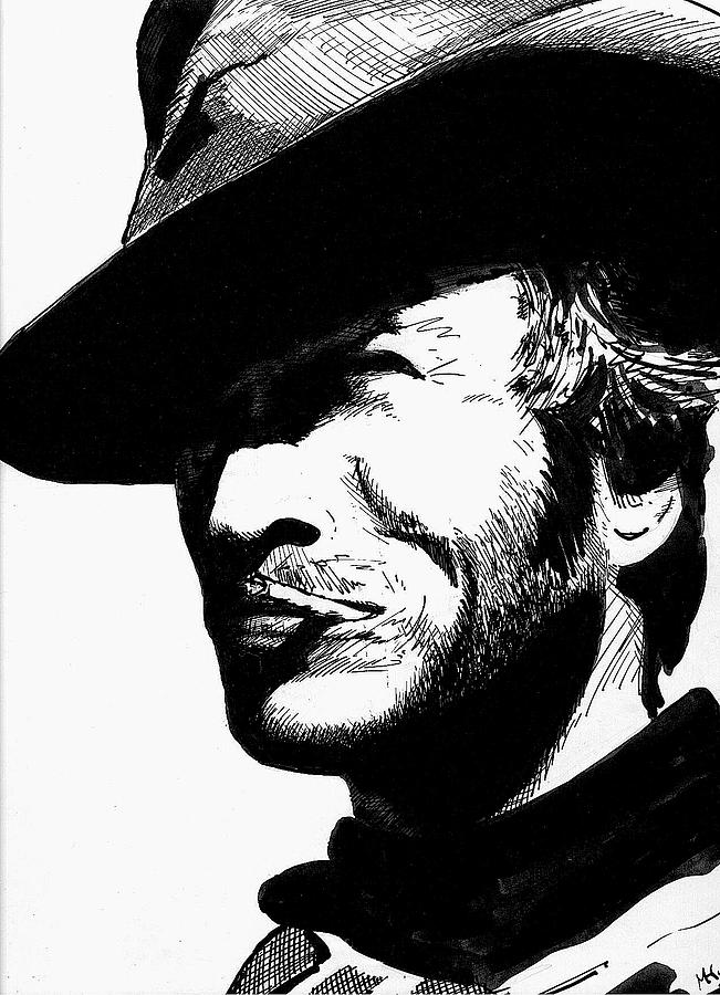 Clint Eastwood Painting by Michael Hudak.