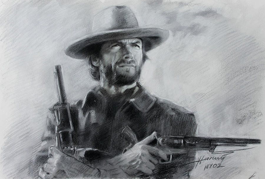 Million Dollar Baby Drawing - Clint Eastwood by Viola El