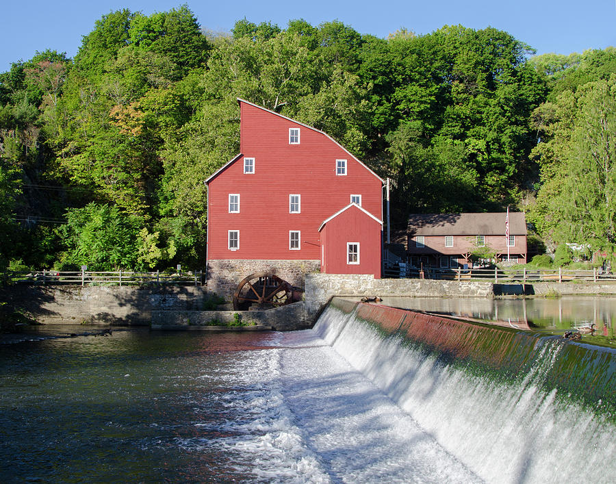 Clinton New Jersey -The Red Mill  on the Raritan River  Photograph by Bill Cannon