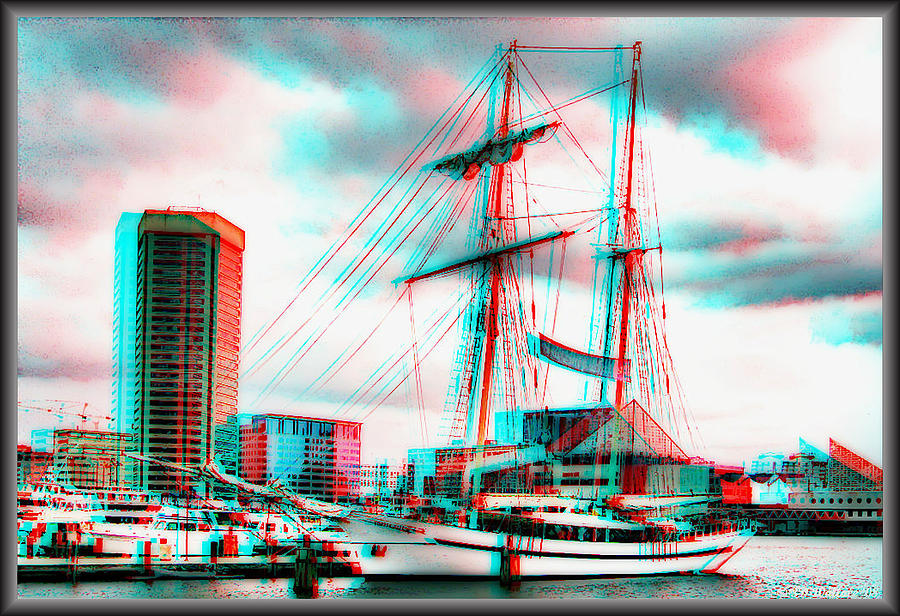 Clipper City - Use Red-Cyan 3D glasses Photograph by Brian Wallace