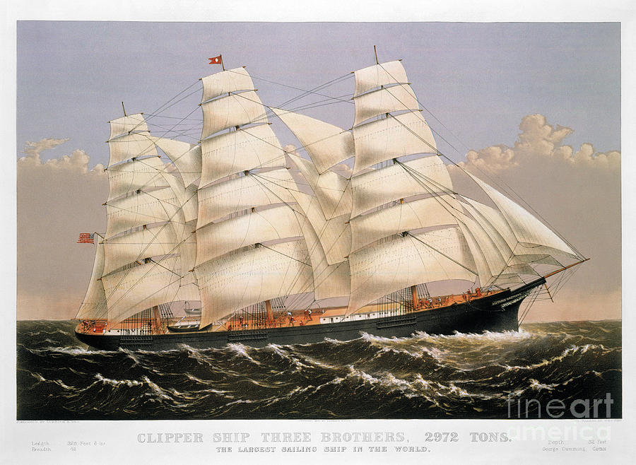 Clipper Ship, 1875 Drawing by Granger